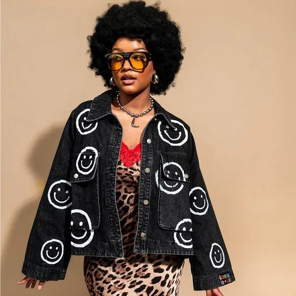 Dressed in Lala Happy Go Lucky Hand Painted Denim Jacket - Picture 1 of 5